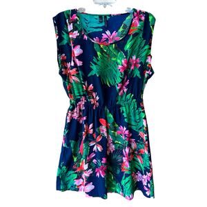 MANGO Mini Dress Women's Size 8 Navy Floral Tropical